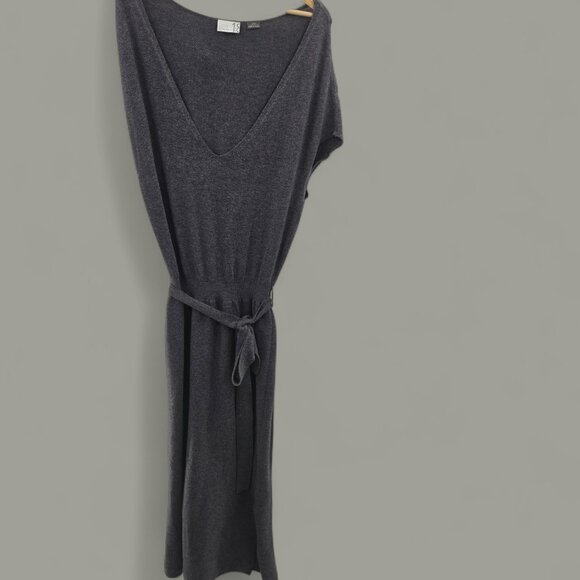 Anthropologie x Building 18 Gray Wool Blend Sleeveless Slit Sweater Dress Maxi L - Picture 1 of 16